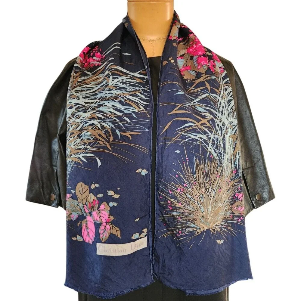 Christian Dior Flora Hand-Rolled Silk Neck Scarf
